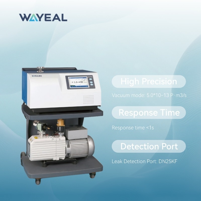 Detector de fugas de hélio de 1500 Pa com tempo de resposta, fonte de íons dupla e interface multilingue